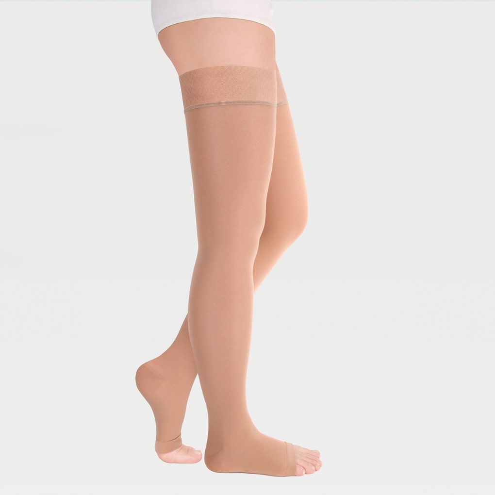 Medias de muslo ancho de punta abierta de silicona con banda elástica simple ID-310W