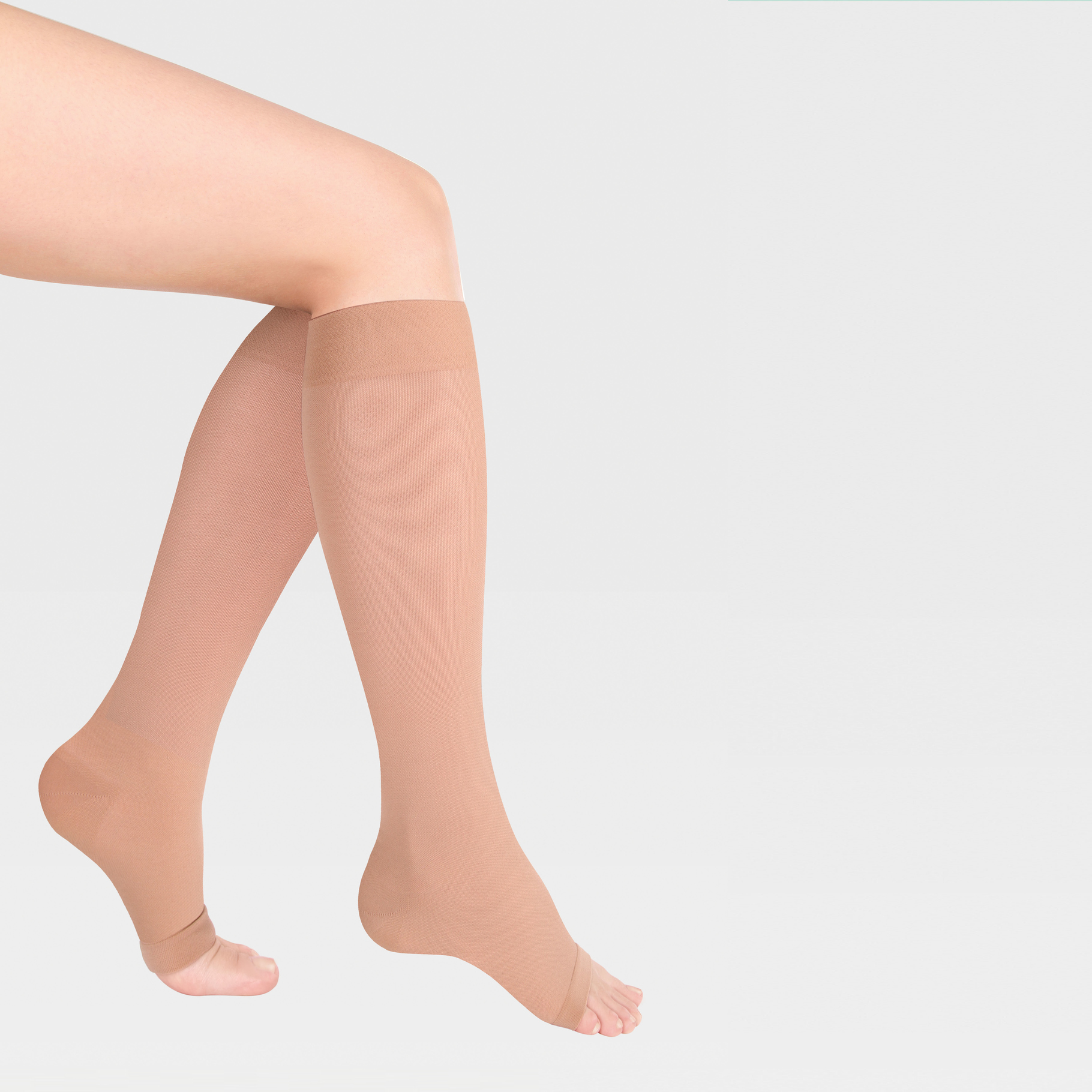 Calcetines hasta la rodilla de punta abierta con banda elástica simple a base de silicona ID-230