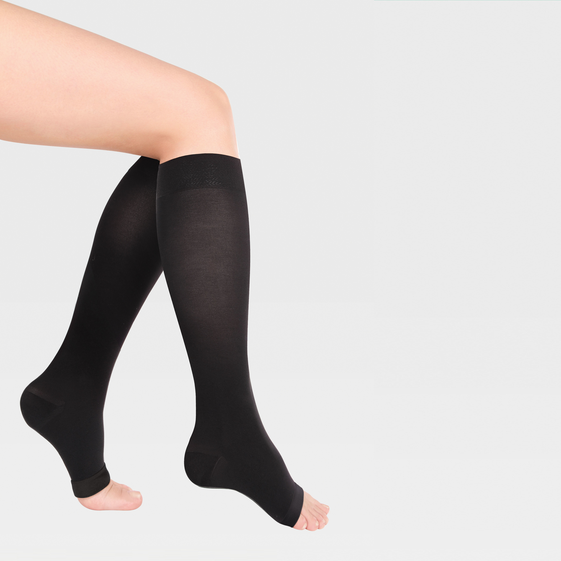 Calcetines hasta la rodilla de punta abierta con banda elástica simple a base de silicona ID-230