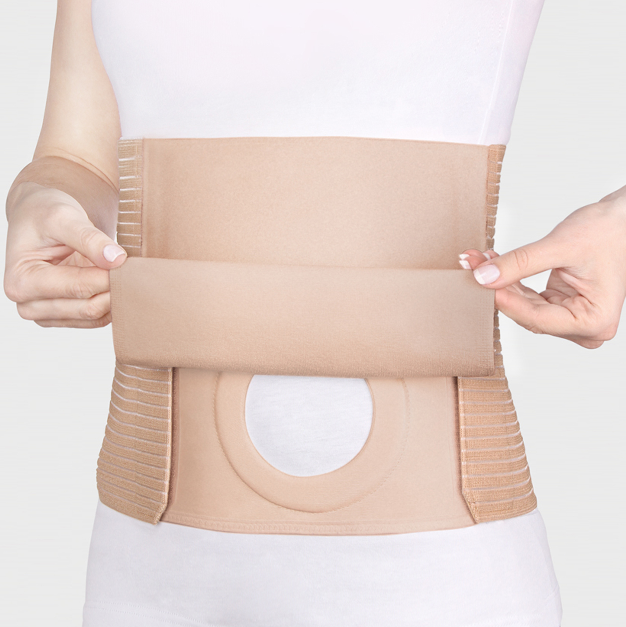 Vendaje postoperatorio para pacientes con estoma. Altura 25 cm. ПО-25СТ